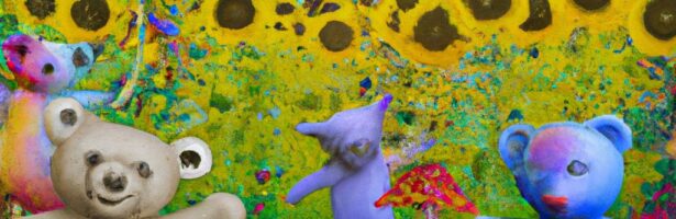 Psychedelic Bears in Magic Mushroom Fields OWB AI Creative Lumen