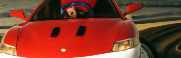 “Clown Driving a Ferrari at Sunset” OWB AI Creative Lumen by Bryan Hansen